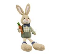 Easter Plush Bunny, Soft PP Cotton | Long Legged Plaid Pastoral Doll 320g - Rustic Figurine Adds A Charming Spring Touch To Farmhouse Shelves Dining Tables And Birthday Parties