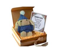 Easter Plush Knitted Bunny Boxed Gift, Handmade Mini Bunny Hug, Soft Stuffed Pocket Rabbit Toy, Cute Easter Rabbit Decor with Inspirational Card, Heartfelt Easter Present for Friends and Family