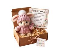 Easter Plush Knitted Bunny Gift, Handmade Soft Stuffed Pocket Toy, Handmade Mini Bunny Hug, Charming Easter Decor Ornament in Giftable Box, Heartfelt Sweet Present for Friends Family