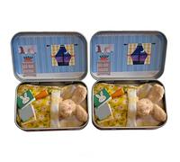 Easter Pocket Bunny in a Tin, Mini Plush Rabbit Toy Set, Portable Bunny Play Set for Kids, Cute Little Pocket Rabbits Easter Toys for Toddlers, Ideal Easter Gifts for Kids (2pcs Beige)