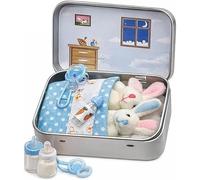 Easter Pocket Bunny in a Tin, Mini Plush Rabbit Toy Set, Portable Bunny Play Set for Kids, Cute Little Pocket Rabbits Easter Toys for Toddlers, Ideal Easter Gifts for Kids (Blue)