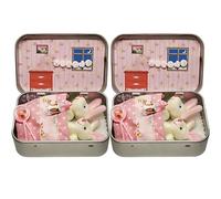 Easter Pocket Bunny in a Tin, Mini Plush Rabbit Toy Set, Portable Bunny Play Set for Kids, Cute Little Pocket Rabbits Easter Toys for Toddlers, Ideal Easter Gifts for Kids (2pcs Pink)