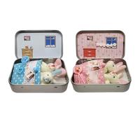 Easter Pocket Bunny in a Tin, Mini Plush Rabbit Toy Set, Portable Bunny Play Set for Kids, Cute Little Pocket Rabbits Easter Toys for Toddlers, Ideal Easter Gifts for Kids (Blue + Pink)