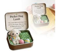 Easter Pocket-Hug Box, Mini Cute Doll In A Box, Positive Toy With Card, Little Pocket Easter Bunny Hug, Inspirational Plush Toy, For Family Friends Encouragement Easters Holiday (White)