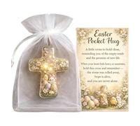 Easter Pocket Hug Bunny Token,Handmade Easters Rabbit Chick Sheep Cross Pockets Cards,Mini Easters Prayers Hugs with Easter