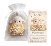 Easter Pocket Hug Bunny Token,Handmade Easters Rabbit Chick Sheep Cross Pockets Easters with Prayers Hugs Easter Cards,Mini