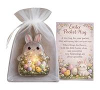 Easter Pocket Hug, Easter Bunny Pocket Hugs with Prayer Card, Emotional Support Bunny, EasterDay Basket Stuffers Gift for Friends, Family (Pink-1pc)