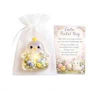 Easter Pocket Hug Gift with 2D Acrylic Ornament, Small Keepsake with Inspirational Card and Organza Bag - Mini Thinking of You Present for Kids Friends and Family - Spring Holiday Token of Hope