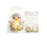Easter Pocket Hug, Little Pocket Bunny with Positive Card, Mini Bunny Hug Cute Easter Gift, Handmade Rabbit Pockets Hugs Keepsake, Inspirational Emotional and Support Gifts (duck 1pcs)