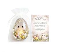 Easter Pocket Hug, Little Pocket Bunny with Positive Card, Mini Bunny Hug Cute Easter Gift, Handmade Rabbit Pockets Hugs Keepsake, Inspirational Emotional and Support Gifts (egg 1pcs)