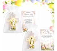 Easter Pocket Hug,Rabbit Pocket Hugs Bulk with Prayer Card,Easter Bunny Pockets Hug Cards,Mini Rabbit Encouragement Keepsake,Easte-r Basket Stuffers for Classroom Exchange,Party Favors