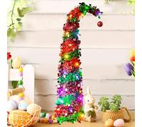 Easter Pop-Up Tree with Lights, 5ft Instant Decor with Spring-Inspired Fiber Optic, Easy-Assembly for Party, Bedroom, Porch & Easter Home Decor (Red-Green)