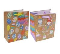 Easter Present Set of 2 Gift Bags with Tags 23cm - Brown Gonk Mix 6615