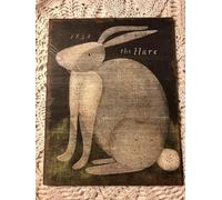 Easter Primitive Rabbit The Hare 1834 Folk Art Plaque Sign Decorative Retro Metal Tin Sign Vintage Sign for Home Coffee Shop Wall Decor 8x12 inch
