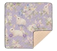 Easter Purple Bunnies Soft Foam Baby Girl Play mat for Floor 1-Piecing Foldable Kicking Mat for Baby Toddler Infant, 50'' x 50''con Musica para Bebes
