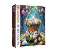 Easter Puzzle For The Easter Period,70x50cm Size With Vibrant Colors And Challenging Game | Easter Puzzle with 1000 Pieces and a Rabbit | for Beginners Family Activities Farm Wall Decoration