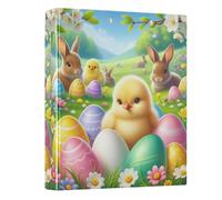 Easter Rabbit 3 Ring Binders 1.5 Inch with 3 Interior Pockets, Three Ring Binder Decorative D Ring Binders for Work School Office, 1 Pack