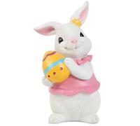Easter Rabbit 6 inch Resin Bunny Figurine with Egg for Home Tabletop Ornaments Bunny Figurines in Pink and with Egg