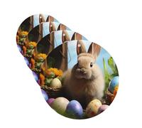 Easter Rabbit and Easter Eggs Car Air Fresheners Cards Set of 4 Pieces,Long-Lasting Car Aromatherapy Tablets Hanging Scented Cards for Wardrobe Bathroom Rearview Mirror Hanging Ornament