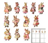 Easter Rabbit Decorative, 36pcs Bunny Wood Crafts Wooden Easter Bunny Animal Ornaments Hanging Rabbit Shaped Tags Easter Tree Decoration Pendants For Home Store