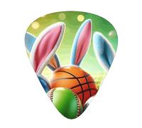 Easter-Rabbit-Ears-Balls 12 Pack Guitar Picks With 3 Thicknesses And Storage Box, Abs Plectrums For Electric Bass Guitar Players