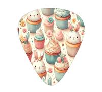 Easter-Rabbit-Ears-Cupcakes 12 Pack Guitar Picks With 3 Thicknesses And Storage Box, Abs Plectrums For Electric Bass Guitar Players