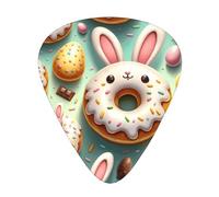 Easter-Rabbit-Ears-Donuts 12 Pack Guitar Picks With 3 Thicknesses And Storage Box, Abs Plectrums For Electric Bass Guitar Players