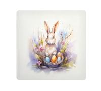 Easter Rabbit Eggs Flowers Camera Wrap Cloth, Squares Magic Self-Adhesive Cloth for Lens Camera Anti-Scratch Lens Protector Makeup Wrap Cloth Bag 13.8" x 13.8"