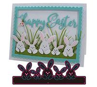 Easter Rabbit Family Metal Die Cuts, Easter Home Rabbit Bow Cutting Dies Cut Stencils for DIY Scrapbooking Album Decorative Embossing Paper Dies Card Making