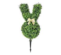 Easter Rabbit Faux Tree, Stable Ground Stake Support, 55x22cm, Boxwood Bunny Topiary With Bow, Artificial Bunny Shaped Tree, Easy To Install, For Home Yard Front Door