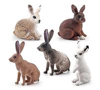 Easter Rabbit Figures, 5 pcs Mini Cute Bunny Figures, Animal Bunny Sculpture Ornament, Garden Lawn Figurines, Crafts Farm Rabbit Model Toys, Gift for Kids