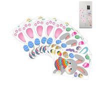 Easter Rabbit Footprint Stickers | 9 Pieces Double-Sided Festive Stickers, Floor Decorations with Rabbit Traces | Mirror Window Door Refrigerator