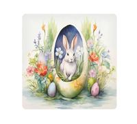 Easter Rabbit in Egg Flowers Camera Wrap Cloth, Squares Magic Self-Adhesive Cloth for Lens Camera Anti-Scratch Lens Protector Makeup Wrap Cloth Bag 17.7" x 17.7"