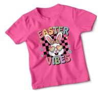 Easter Rabbit Kids Tshirt Easter Gift for Girls Easter Vibes Bold Bunny Rabbit Design 7-8 Years Fuchsia