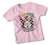 Easter Rabbit Kids Tshirt Easter Gift for Girls Easter Vibes Bold Bunny Rabbit Design 7-8 Years Light Pink