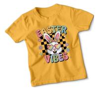 Easter Rabbit Kids Tshirt Easter Gift for Girls Easter Vibes Bold Bunny Rabbit Design 7-8 Years Sunflower