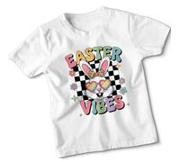 Easter Rabbit Kids Tshirt Easter Gift for Girls Easter Vibes Bold Bunny Rabbit Design 7-8 Years White