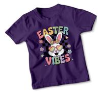 Easter Rabbit Kids Tshirt Easter Gift for Girls Easter Vibes Bold Bunny Rabbit Design 9-11 Years Purple