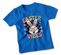 Easter Rabbit Kids Tshirt Easter Gift for Girls Easter Vibes Bold Bunny Rabbit Design 9-11 Years Royal