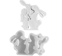 Easter Rabbit Mould - Shape for Family Rabbit Figurine - Silicone Shapes for Easter - for Crafts and Home Decoration in Spring with Plaster Cement and Concrete