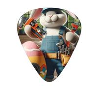 Easter-Rabbit-Plumber 12 Pack Guitar Picks With 3 Thicknesses And Storage Box, Abs Plectrums For Electric Bass Guitar Players