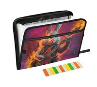 Easter Rabbit Rabbit Plays Guitar Vivid Colored Folder with Labels 13 Pockets A4 Letter Size with Zipper Closure for Document Storage Paper Expanding File Folder expando