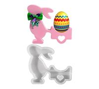 Easter Rabbit Silicone Mold, Rabbit Pulling Cart Easter Bunny Egg Holder Mould Decorations, Easter Bunny Silicone Cake Moulds Chocolate Mould Epoxy Resin Making Mold for Arts and Crafts Gift