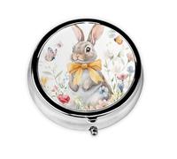 Easter Rabbit Small Pill Box 3 Compartment Portable Pill Box for Purse Pocket Butterfly Bunny Mini Medicine Organiser for Daily Vitamin Fish Oil Storage