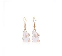Easter Rabbit Statement Drop Dangle Earrings for Women,Cute Bunny Cartoon Animal Dangling Hook Earrings,Funny Easter Holiday Jewelry Gifts, L, Metal, No Gemstone