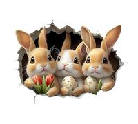 Easter Rabbit Tearing Effect Cute Funny Ripped Effect Broken Wall Decal Easter Wall Stickers for Spring Garden Party Home Apartment Phot
