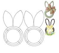 Easter Rabbit Wreath Metal Frame Wire Form,Floral Garden Easter Bunny Head Shaped Wire Wreath Form for Easter DIY Craft Project Indoor Outdoor Holiday Hanging Decor,2025 DIY Garland Craft Supply(2Pcs