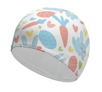 Easter Rabbits And Eggs Funny Swim Cap for Adults Swimming Hat for Men Women Long And Short Hair