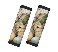 Easter Rabbits with Eggs Lily of The Valley Luggage Handle Wrap 2 Pcs Travel Bag Wraps for Luggage Suitcase Travel Bag Trolley Case Identifiers