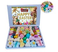 Easter Random Mixed Sweets with Easter Gift Box 500g - Butterflies, Ducks Mallows, Foiled Mini Eggs, Fried Eggs, Happy Flowers, Bunnies, Rabbit Heads - Perfect for Easter